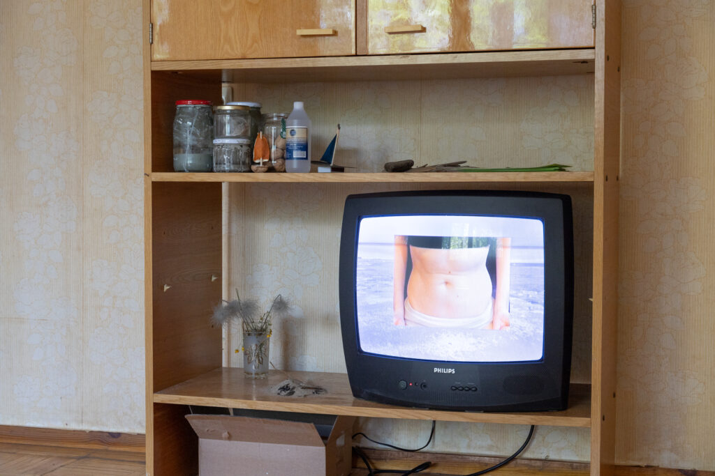 Vaade Brigit Aropi kureeritud näitusele Lasnamäe korteris. Fotol Sophie Durandi teos. Foto: Joosep Kivimäe